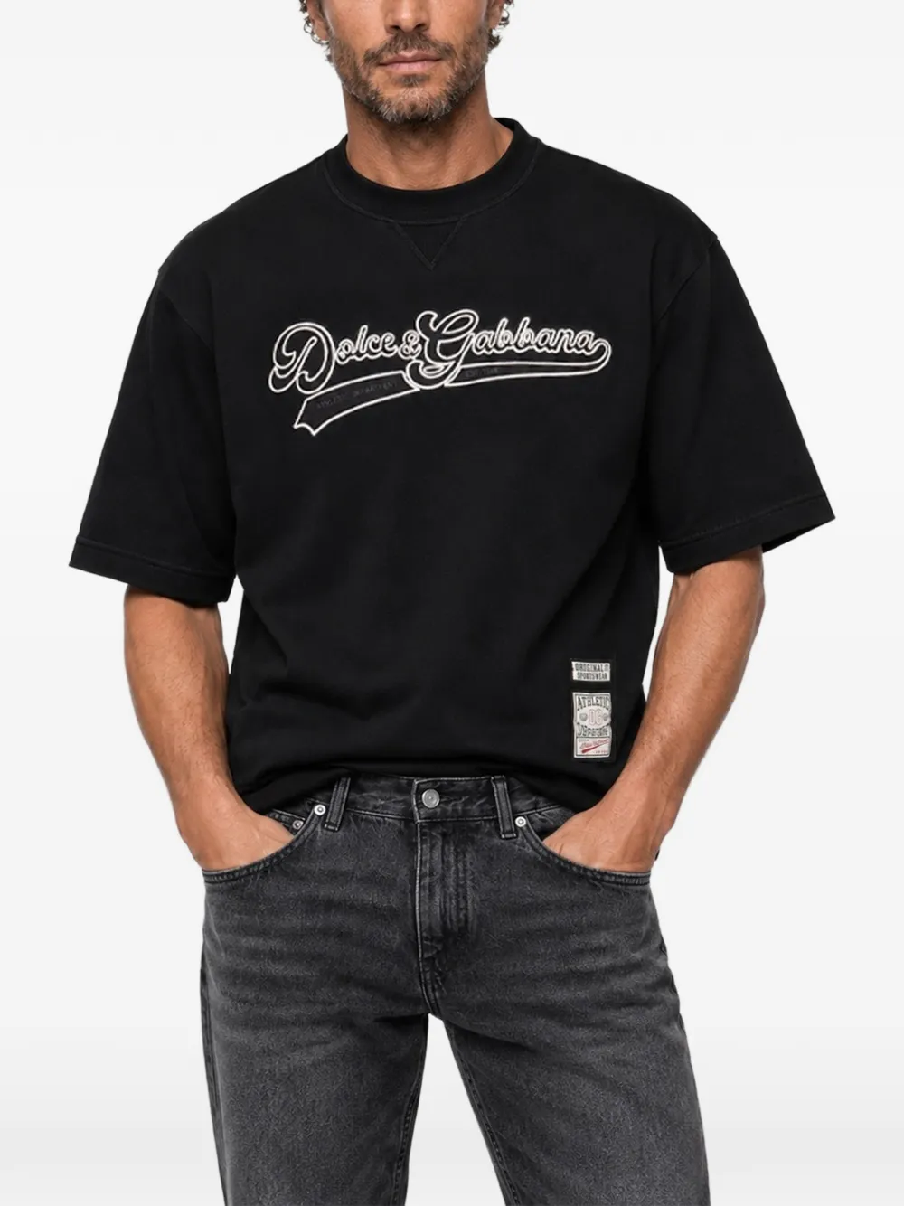 Dolce & Gabbana cotton T-shirt with embroidery Zwart