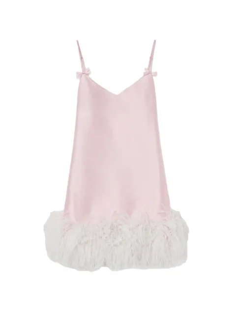 Self-Portrait feather-trim bow-detail mini dress