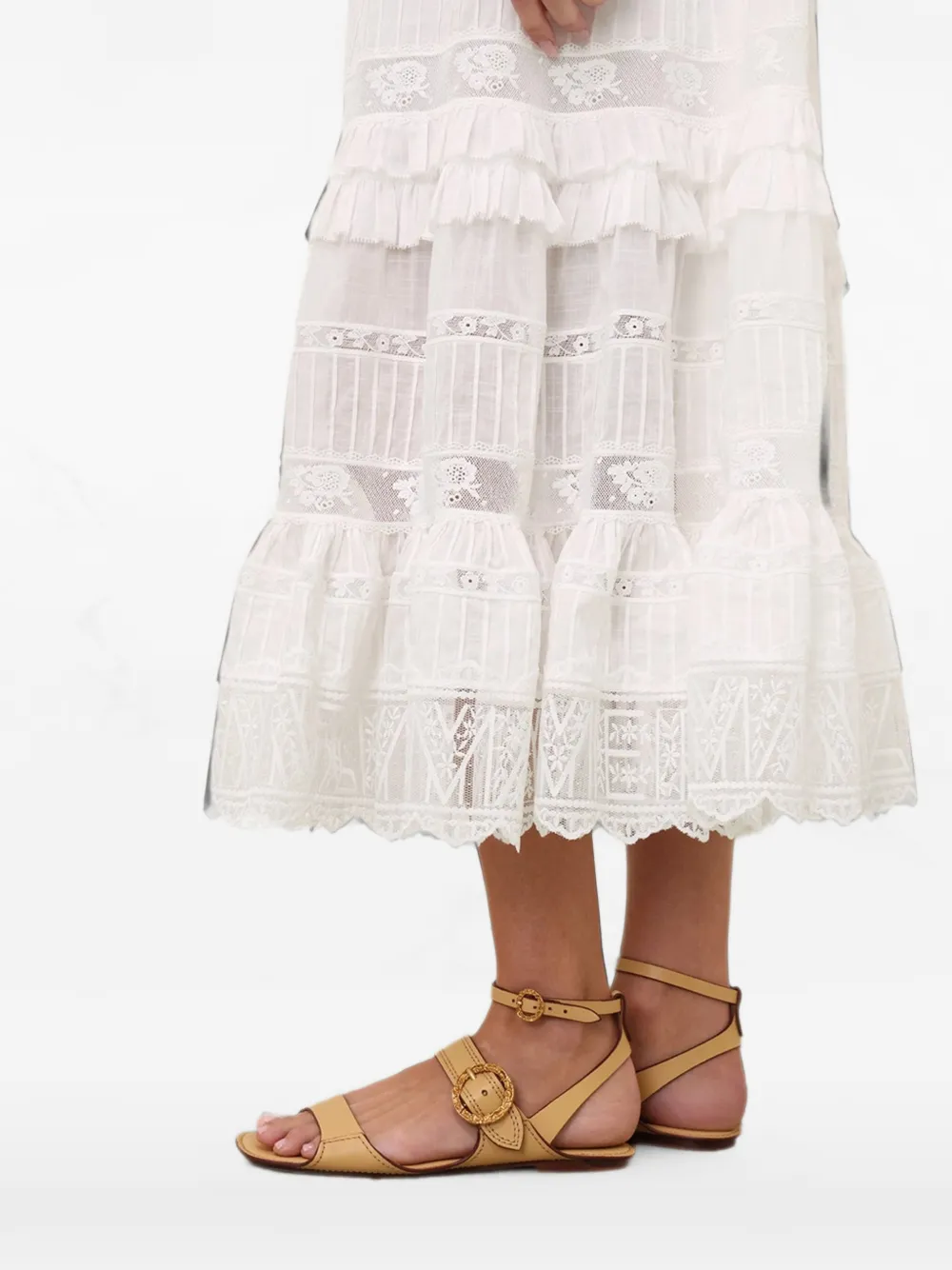 ZIMMERMANN Solstice tiered midi dress Wit