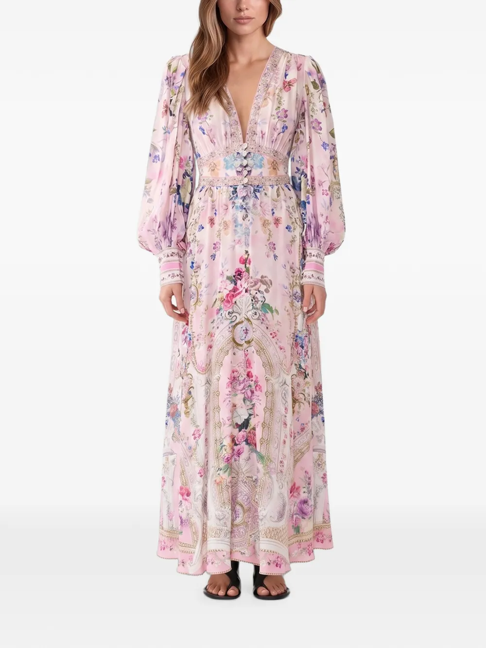 Camilla Palatial Pastels crystal-embellished maxi dress Roze
