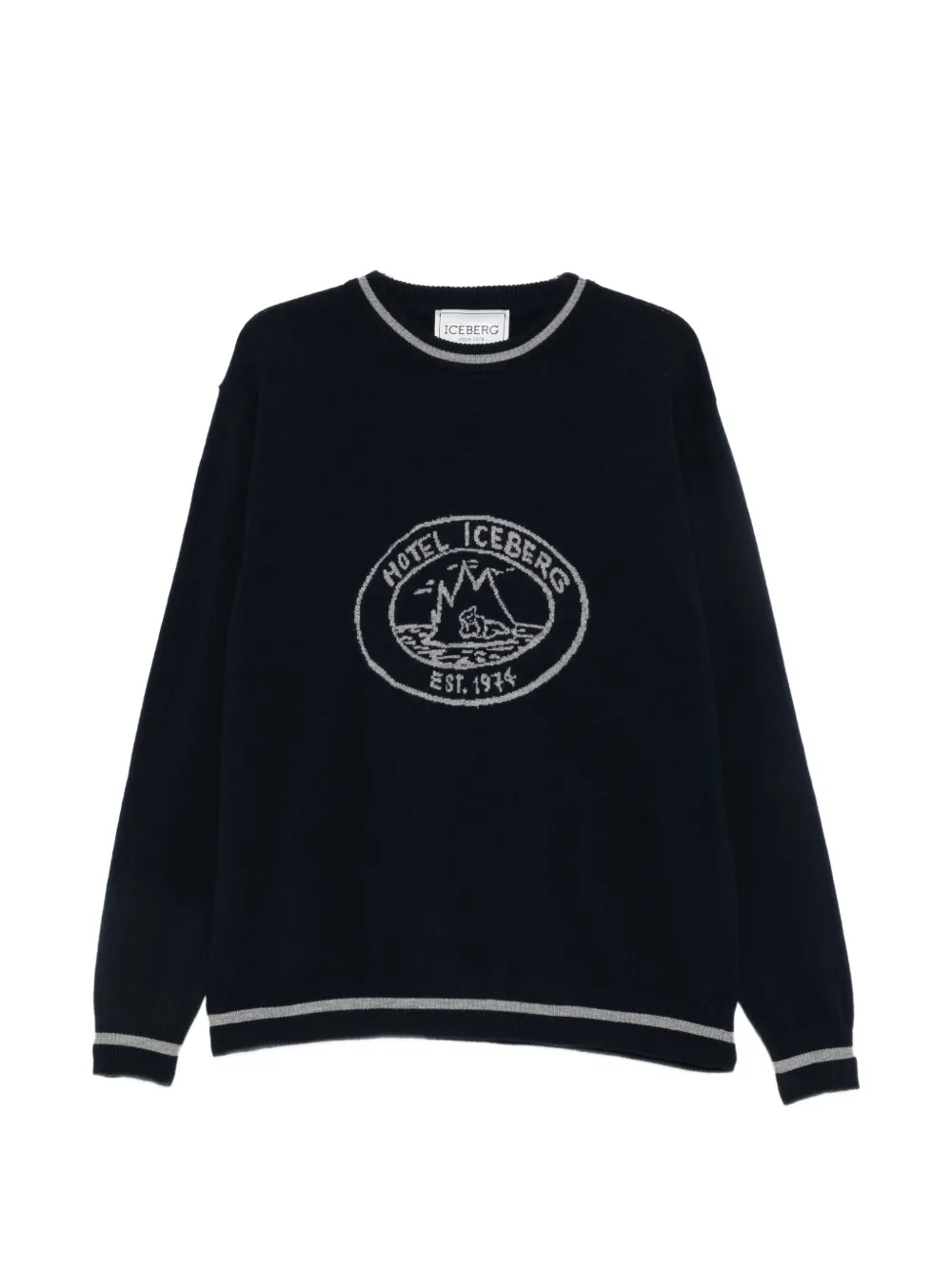 Iceberg logo-intarsia tipped sweater