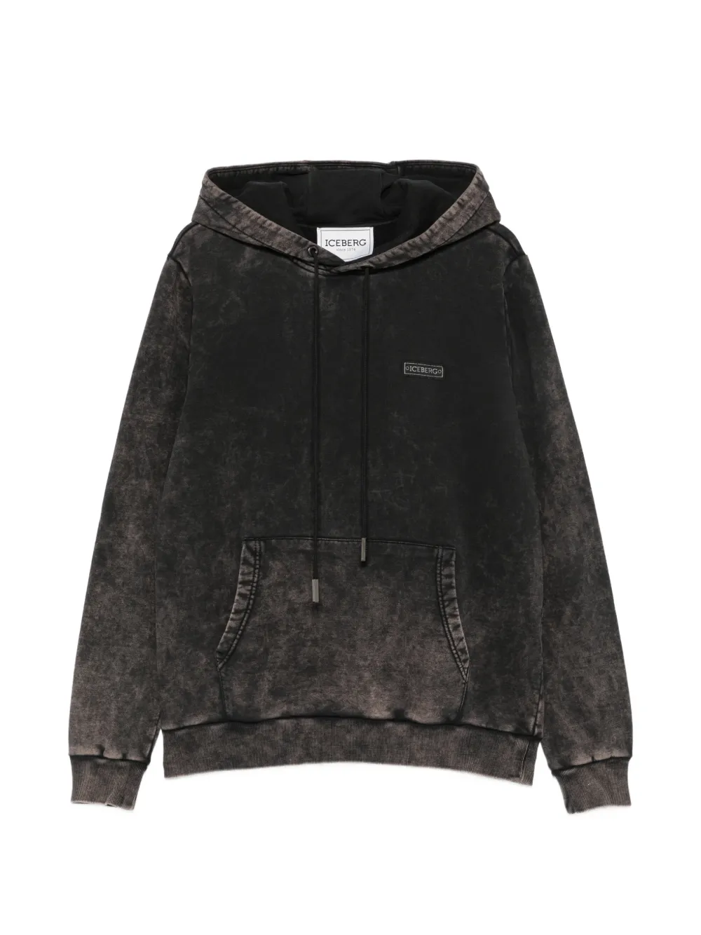 Iceberg acid-wash logo-patch hoodie - Nero