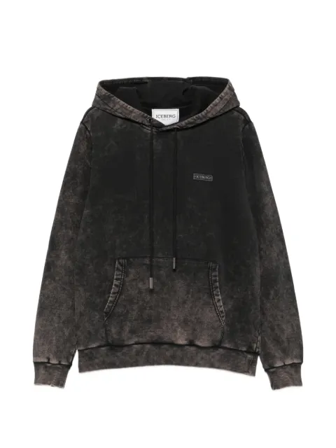 Iceberg acid-wash logo-patch hoodie