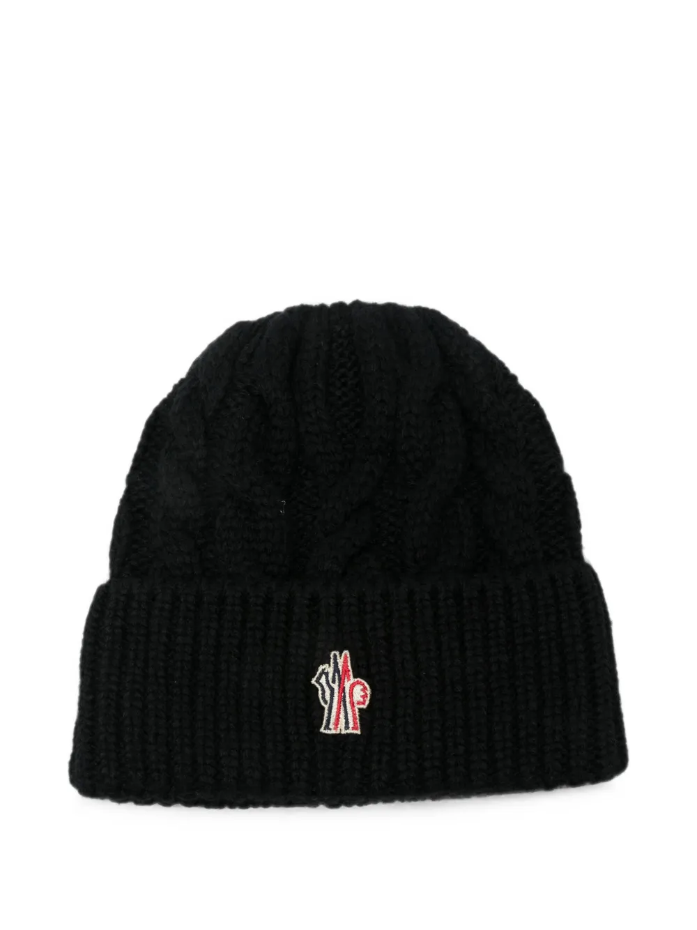 Moncler Grenoble cable-knit logo-patch beanie hat