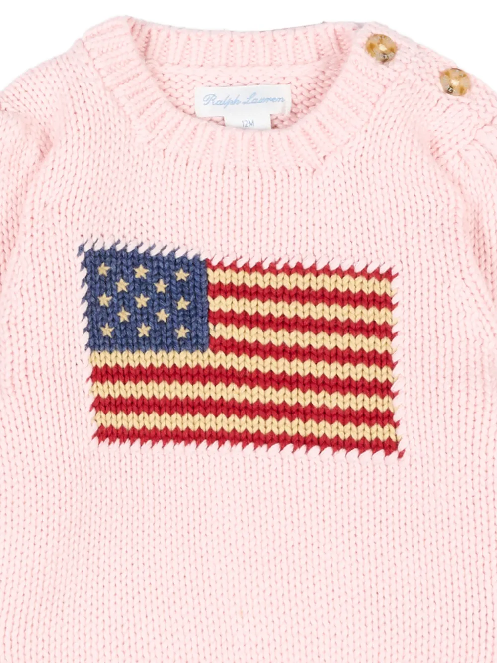 POLO RALPH LAUREN KIDS Trui met vlag-intarsia en knoopsluiting op de schouder Roze