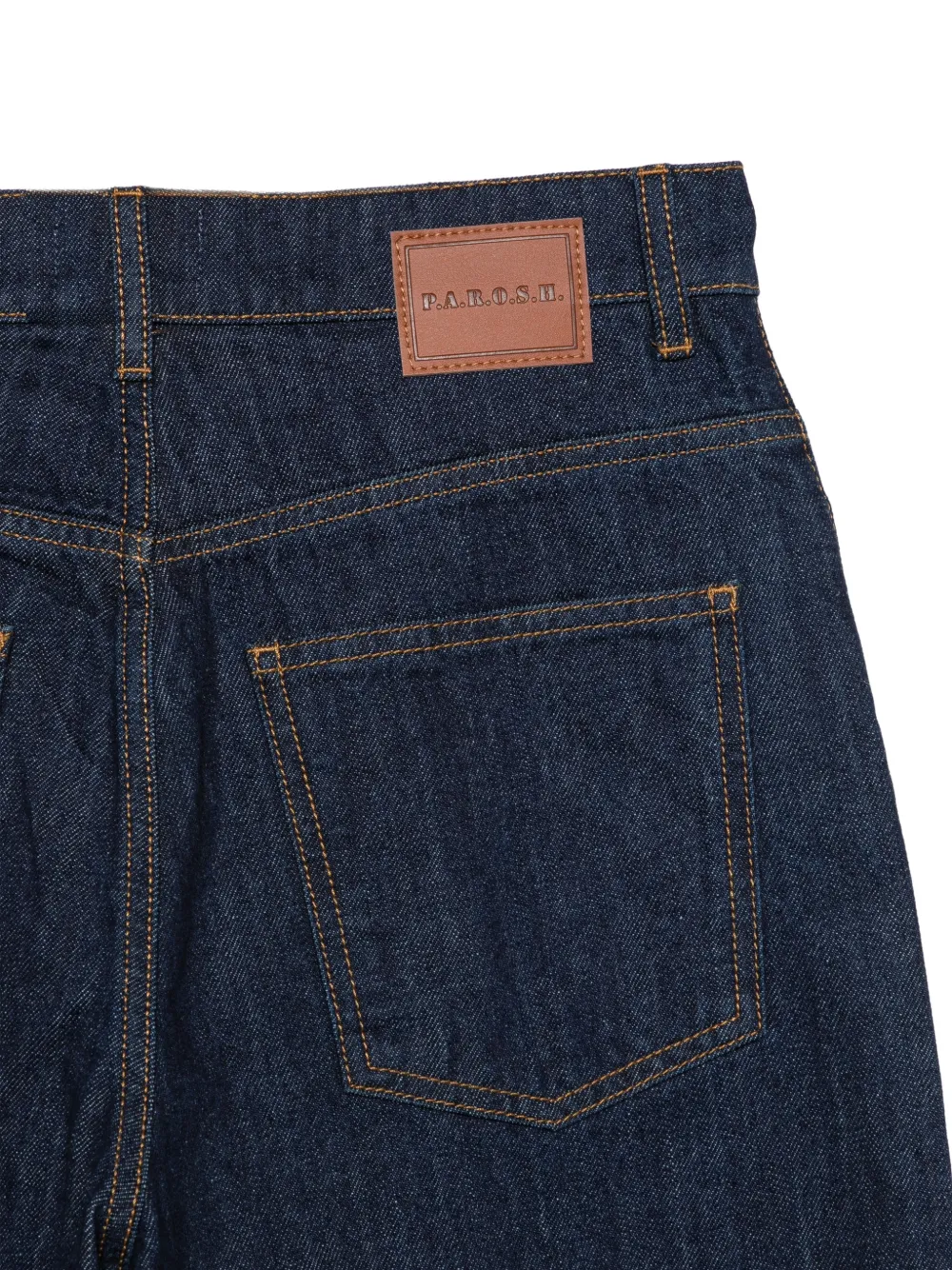 P.A.R.O.S.H. Cojin26 contrast-stitch wide-leg jeans Blauw