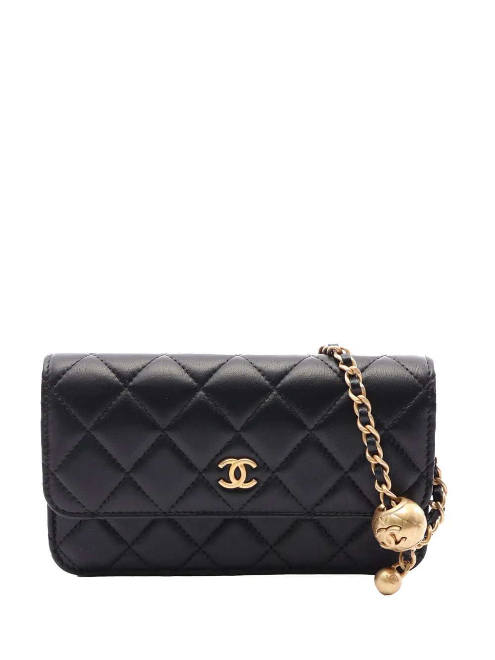 CHANEL Pre-Owned 2021-2026 CC Quilted Lambskin Pearl Crush Wallet On Chain crossbody bag - Nero