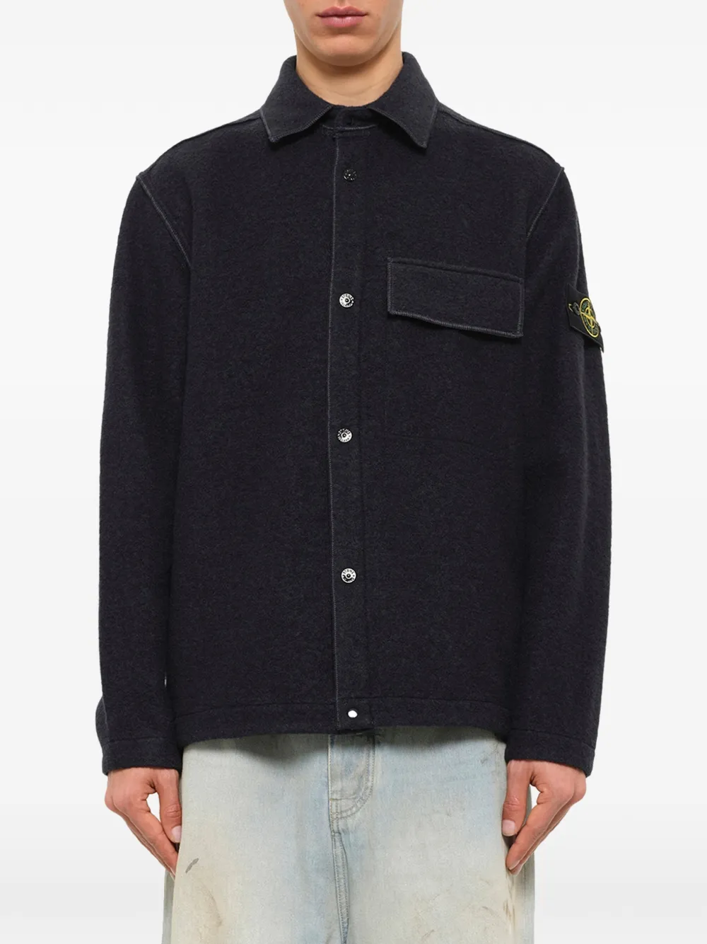 Stone Island 1200034 micro-bouclé shirtjack Grijs