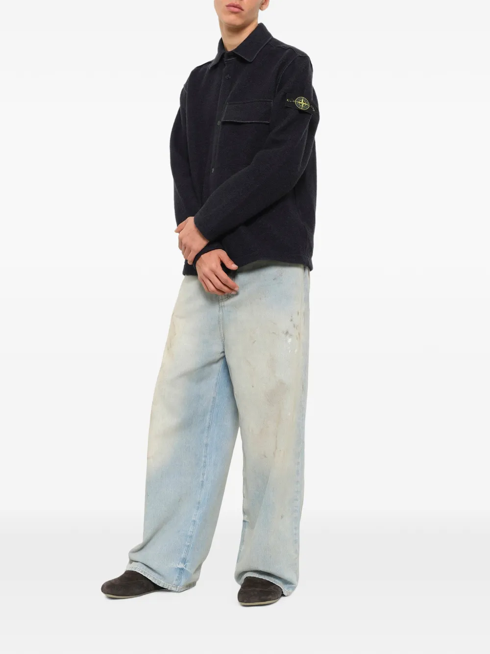 Stone Island 1200034 micro-bouclé shirtjack Grijs