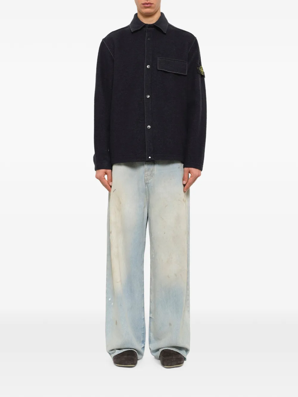 Stone Island 1200034 micro-bouclé shirtjack Grijs