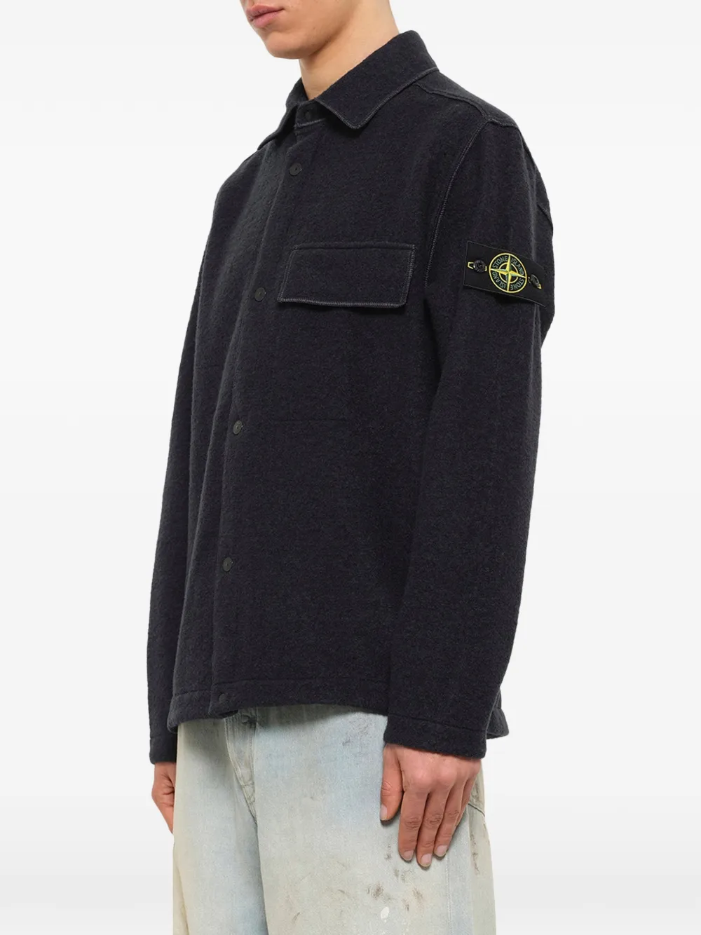 Stone Island 1200034 micro-bouclé shirtjack Grijs