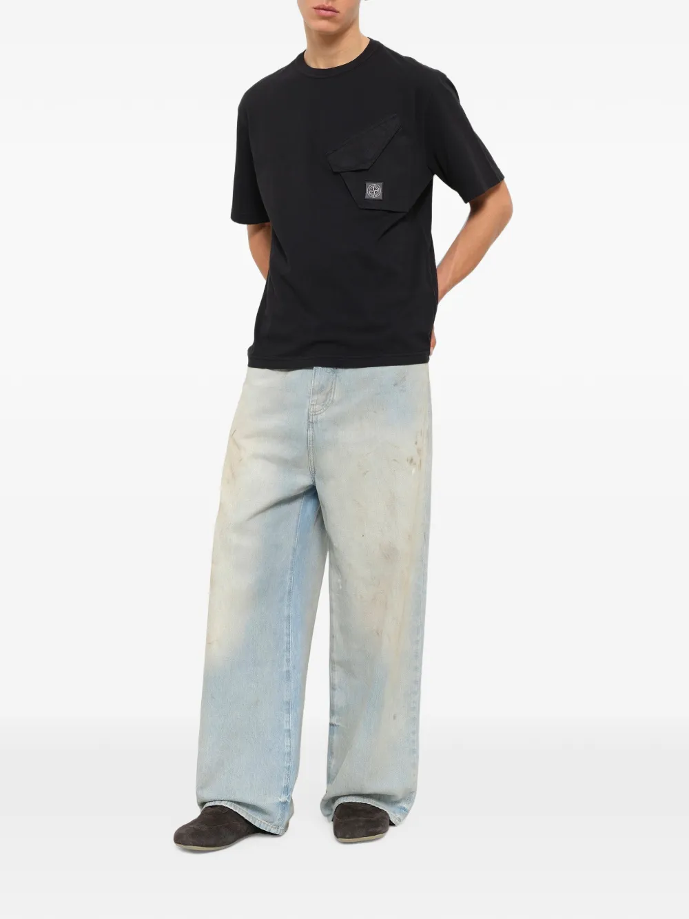 Stone Island 2100008 organic cotton jersey T-shirt Zwart
