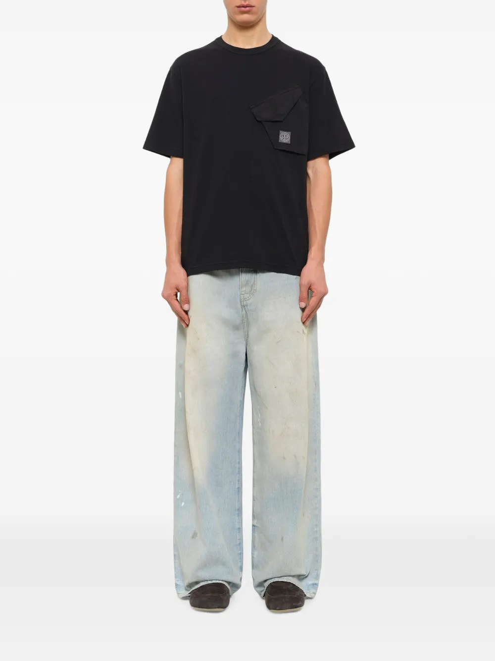 Stone Island 2100008 organic cotton jersey T-shirt Zwart