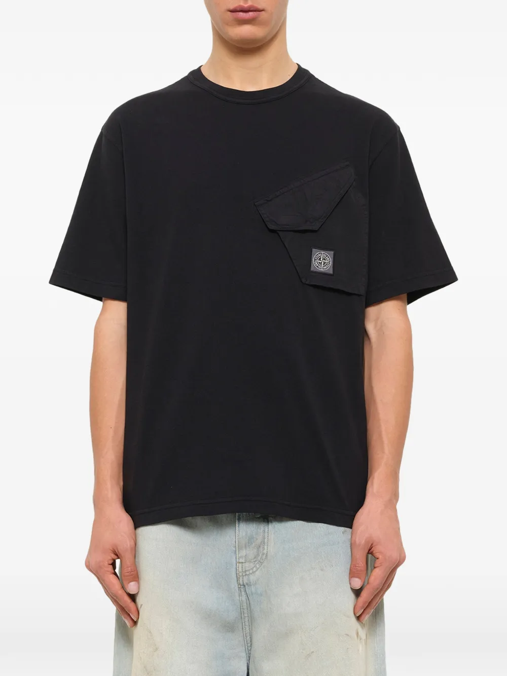 Stone Island 2100008 organic cotton jersey T-shirt Zwart