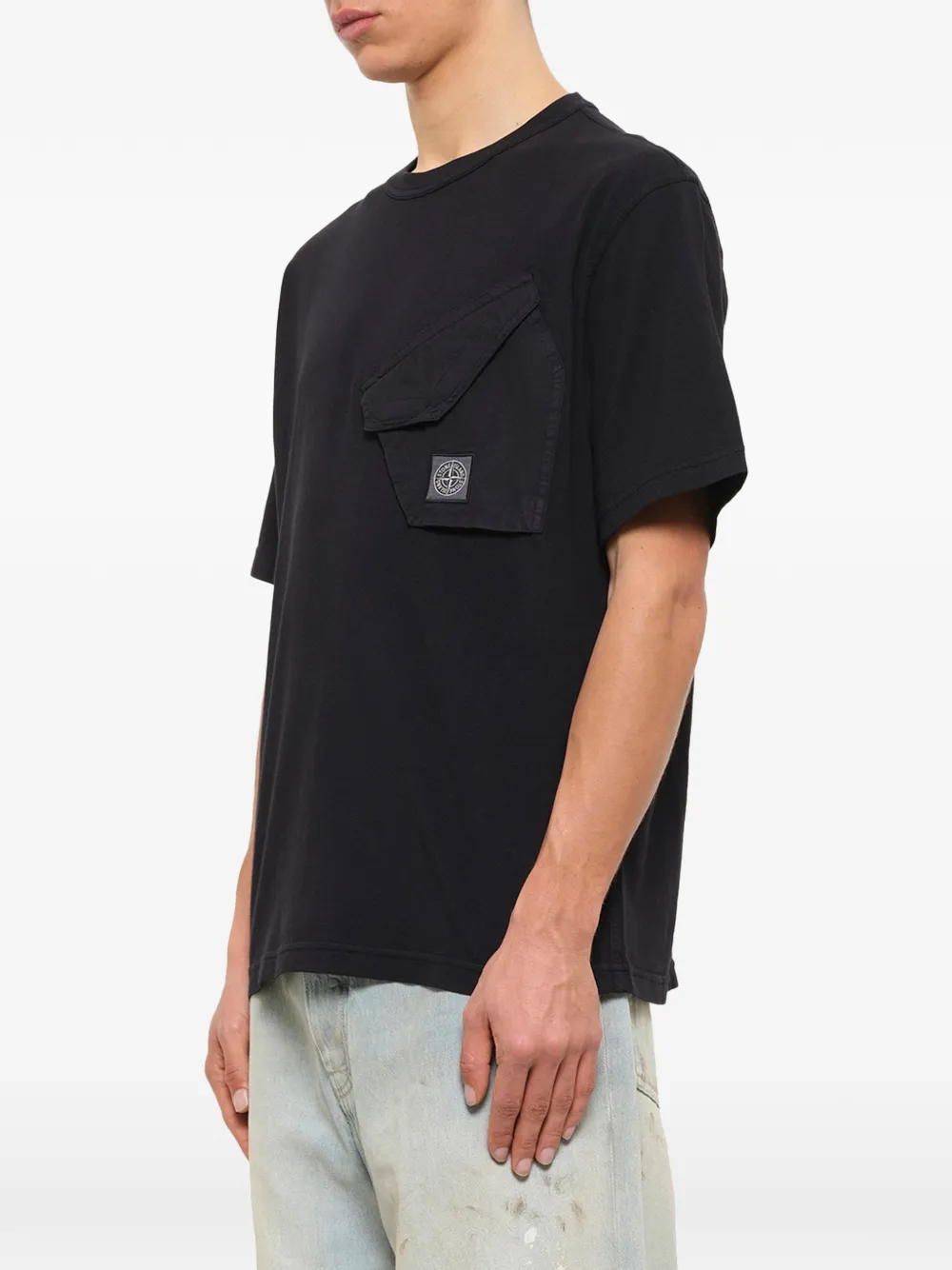 Stone Island 2100008 organic cotton jersey T-shirt Zwart