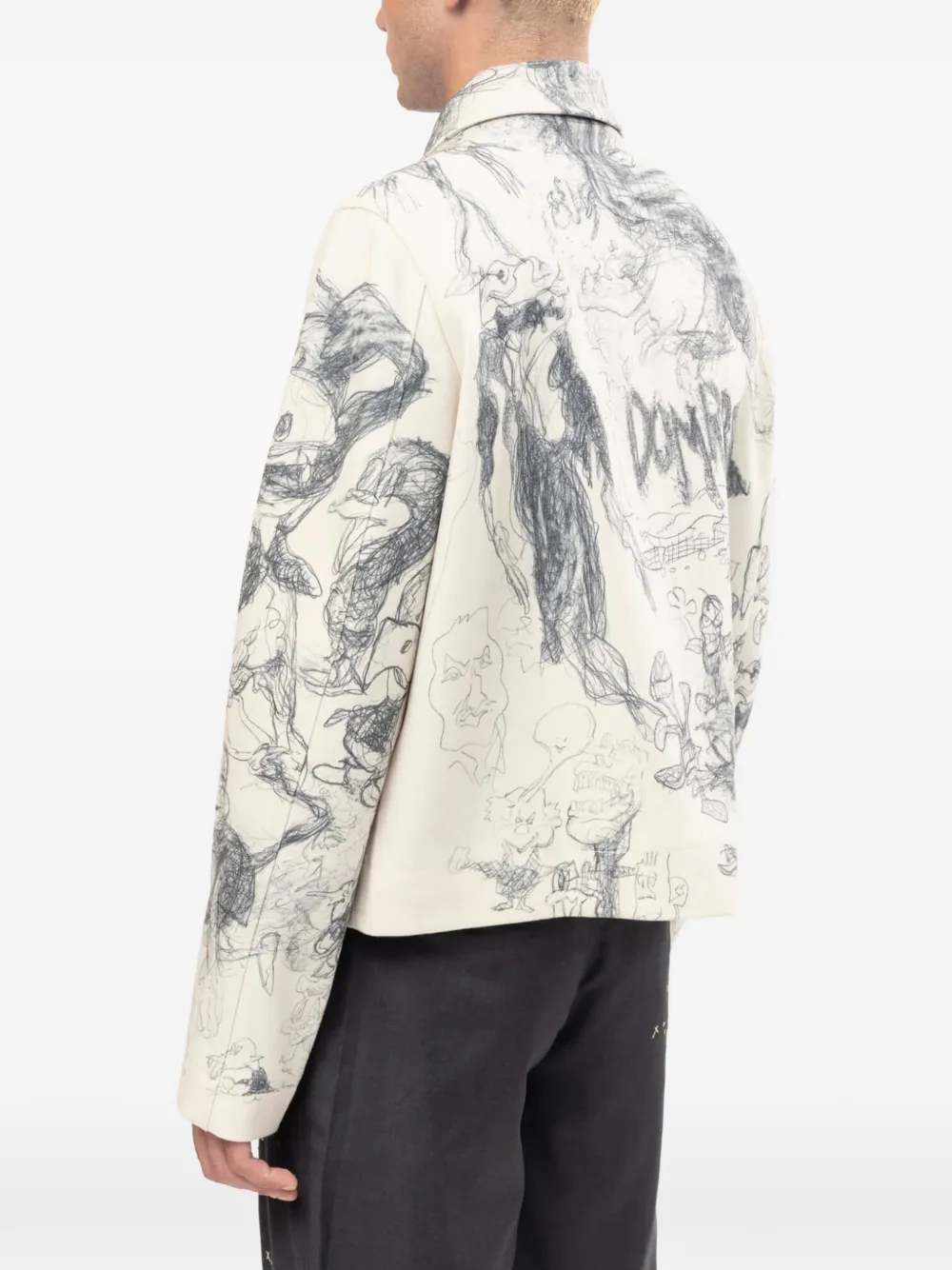 DOMREBEL Drawings jack met schetsprint Beige