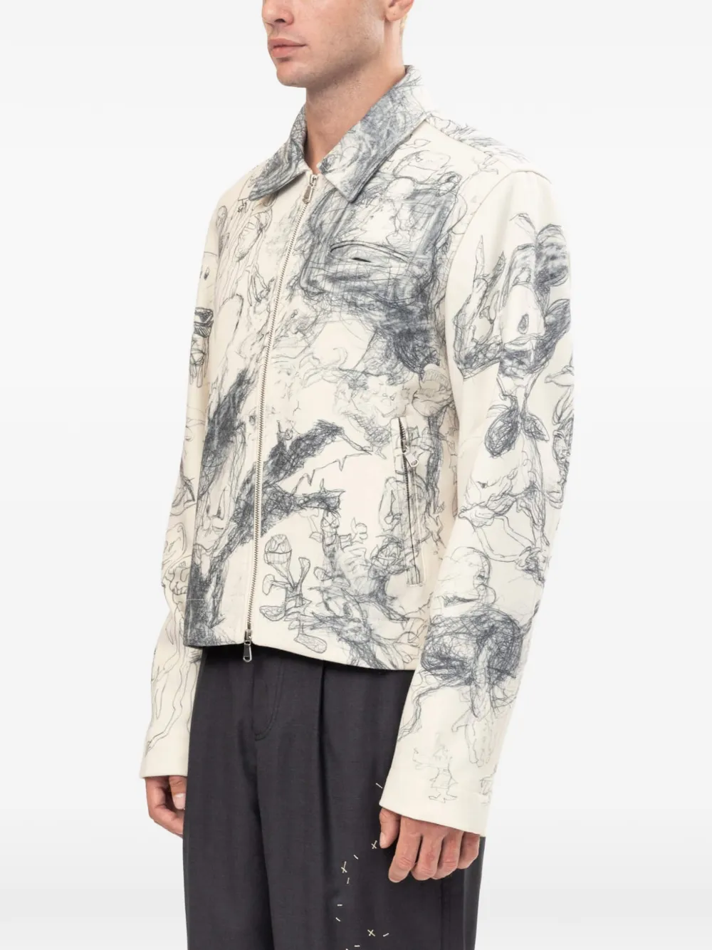 DOMREBEL Drawings jack met schetsprint Beige