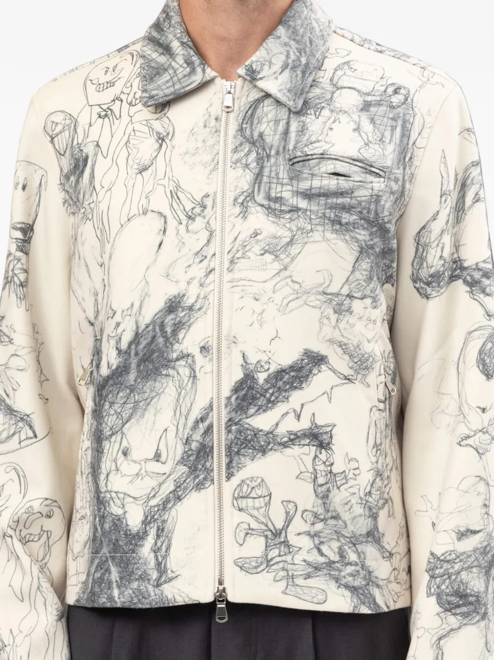 DOMREBEL Drawings jack met schetsprint Beige