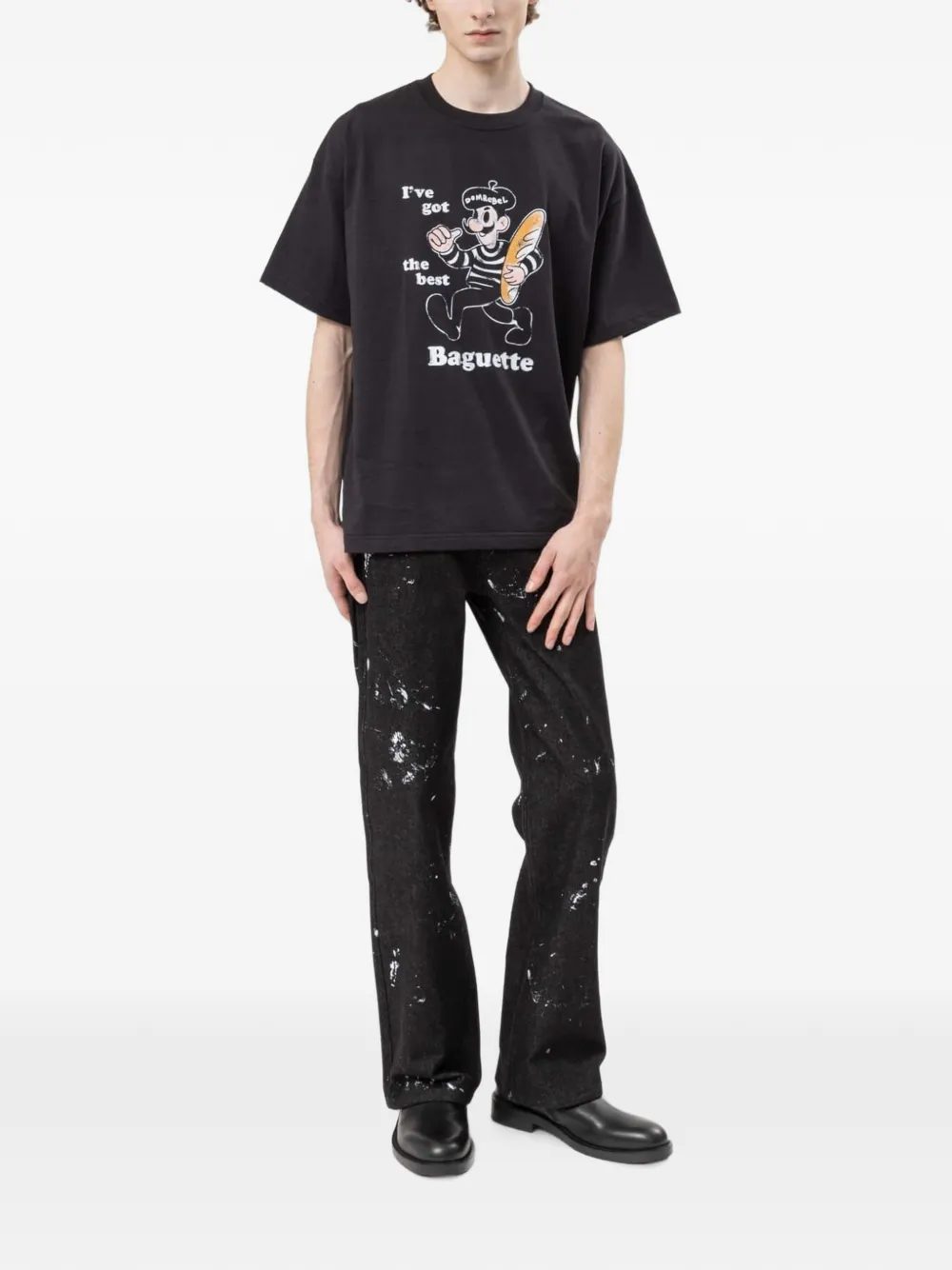 DOMREBEL Jerk jeans met verfspatten Zwart