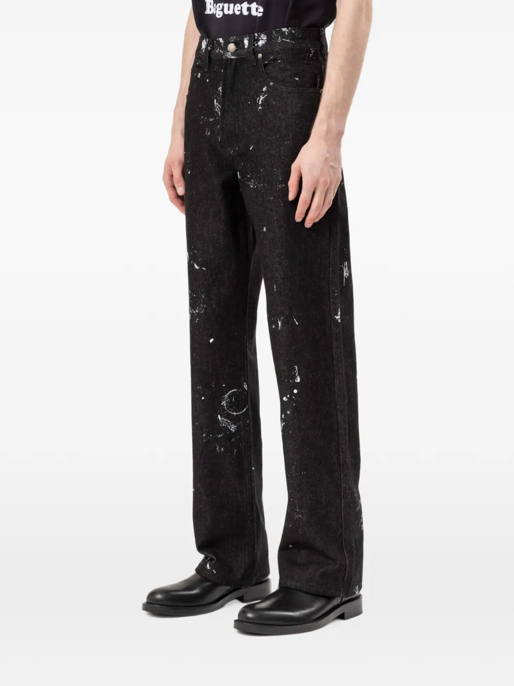 DOMREBEL Jerk jeans met verfspatten Zwart