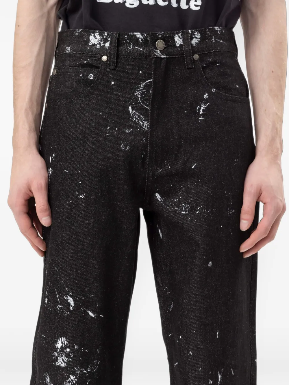 DOMREBEL Jerk jeans met verfspatten Zwart