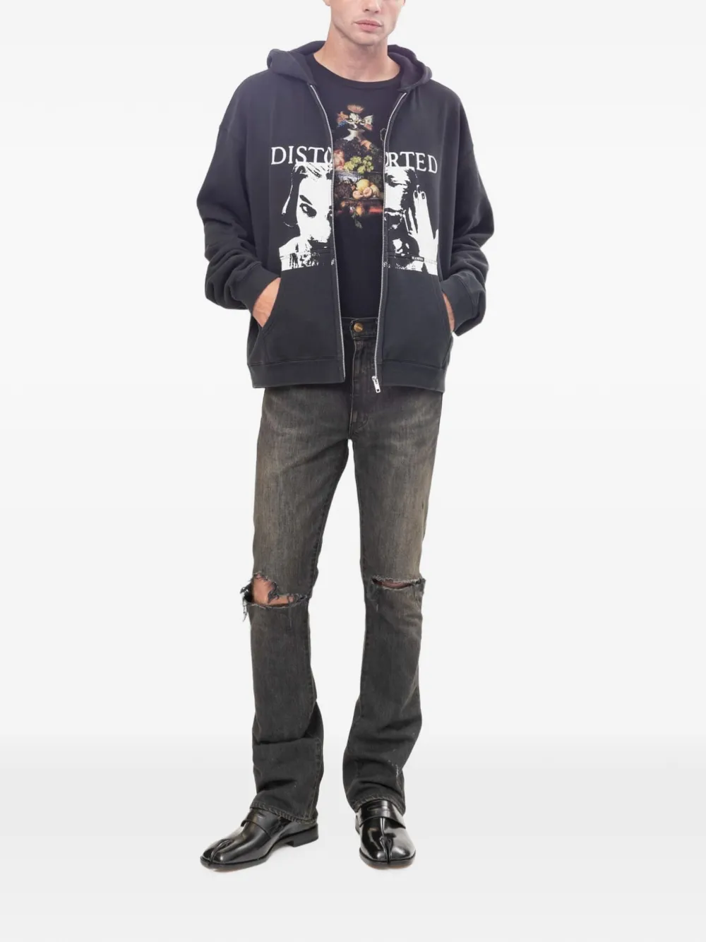 KAMIYA Gerafelde jeans Grijs