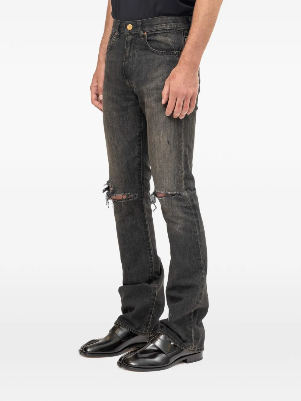 KAMIYA Gerafelde jeans Grijs