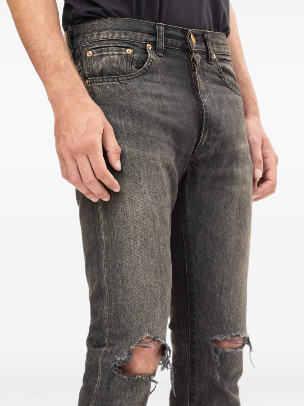KAMIYA Gerafelde jeans Grijs