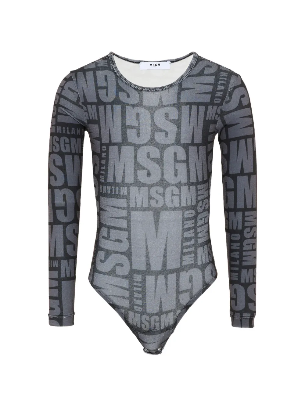 MSGM Kids Langärmeliger Body mit Logo-Print - Schwarz