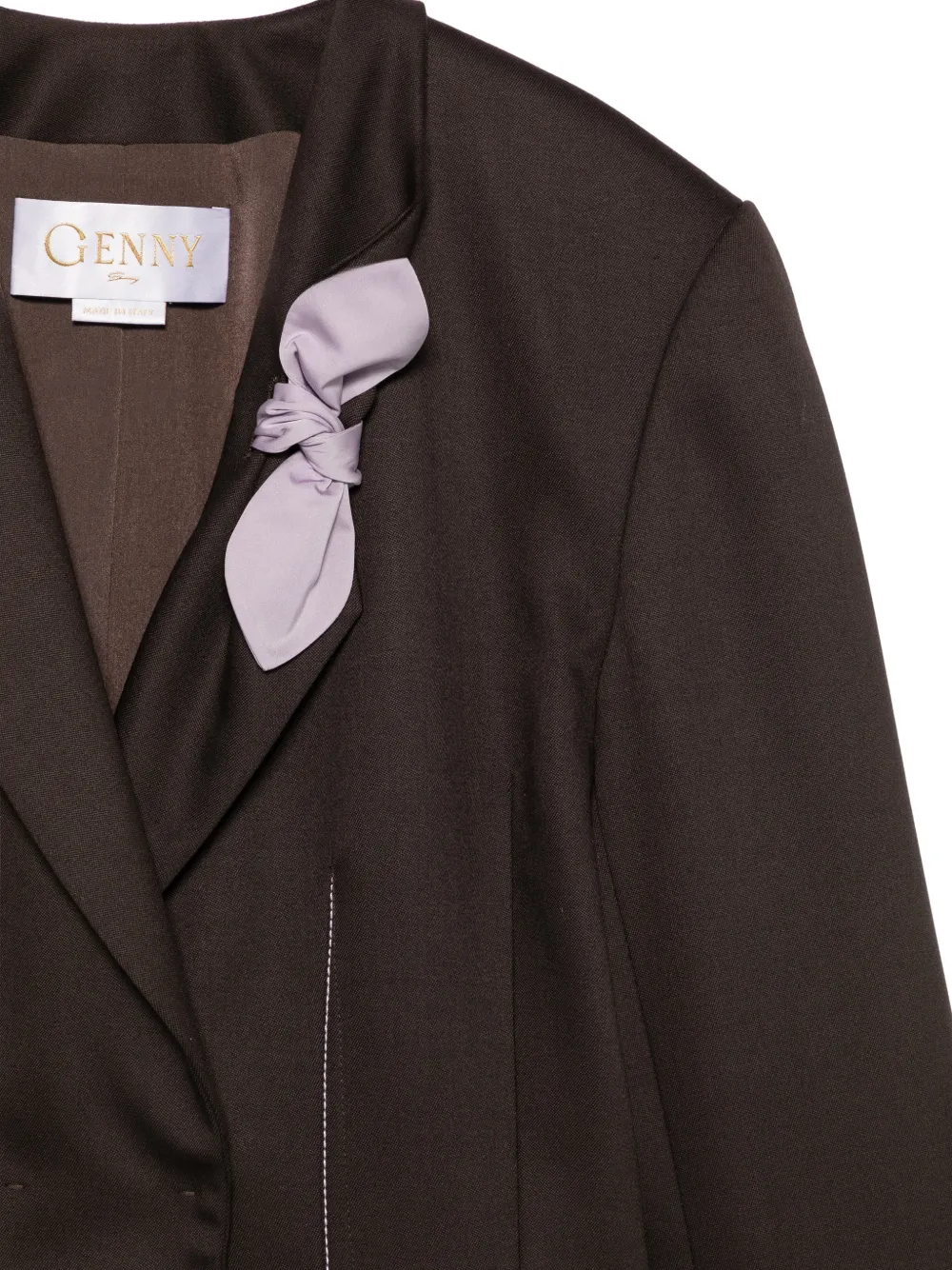Genny bow-detail contrast-stitch blazer Bruin