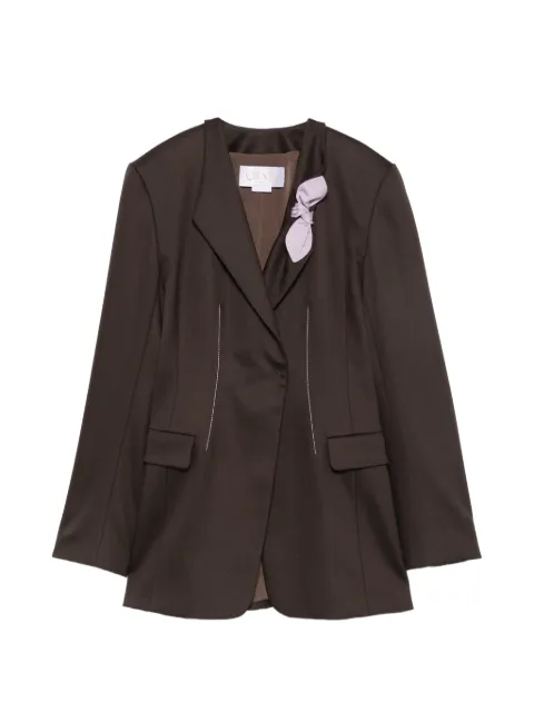 Genny bow-detail contrast-stitch blazer