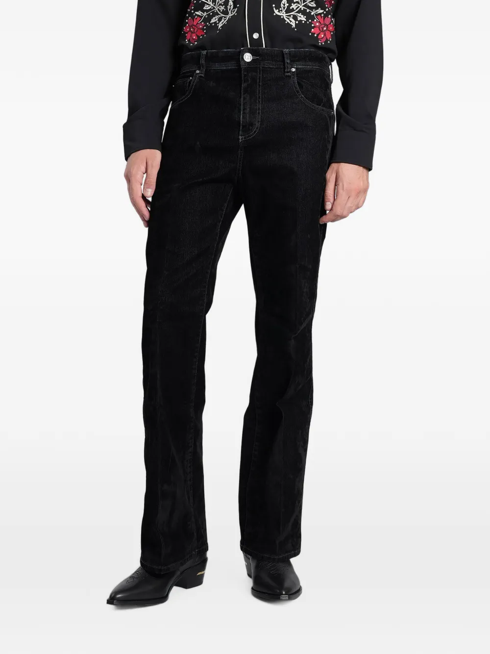 AMIRI velvet-finish bootcut jeans - Nero
