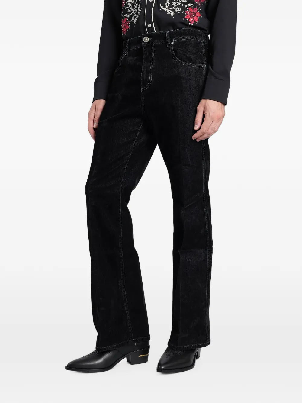 AMIRI Bootcut jeans met fluwelen afwerking Zwart