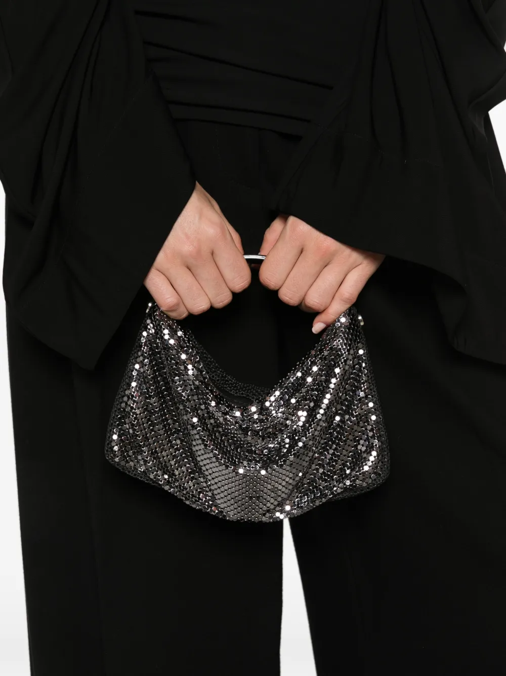 Laura B Lavinia clutch van metalen mesh Grijs