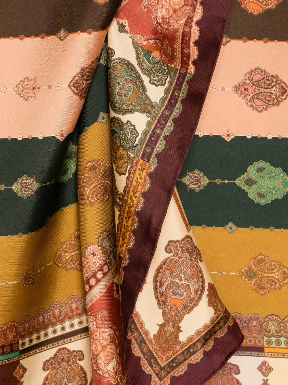 ZIMMERMANN Gestreepte sjaal met paisley-print Bruin