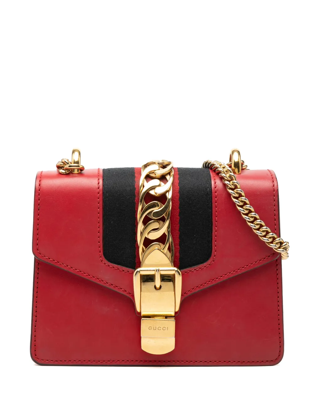 Gucci Pre-Owned 2000-2015 Mini Calfskin Web Sylvie Chain satchel - Red
