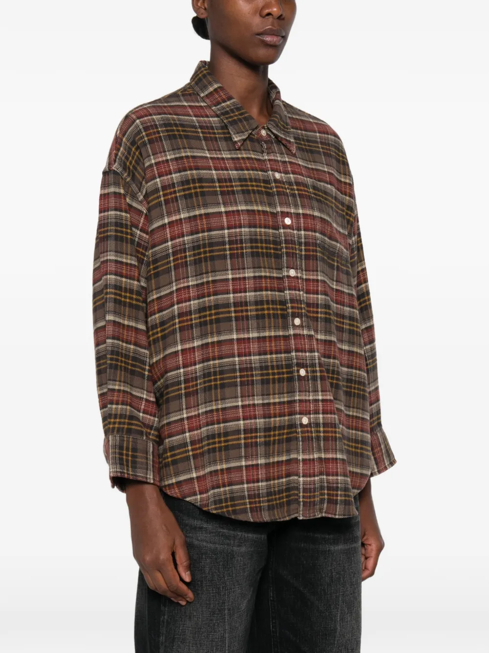 R13 plaid-pattern shirt Bruin