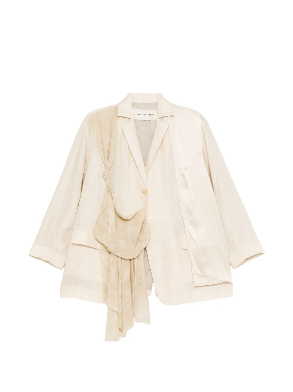 A Tentative Atelier Knot-detail Jacquarded Blazer In Neutral