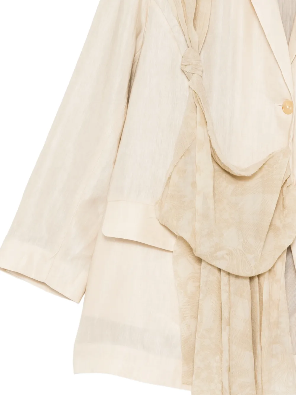 A Tentative Atelier Blazer met geknoopt detail en jacquard Beige