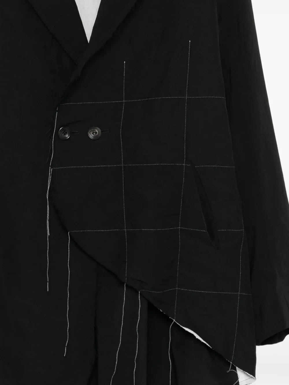 A Tentative Atelier Asymmetrische blazer met geruit stiksel Zwart