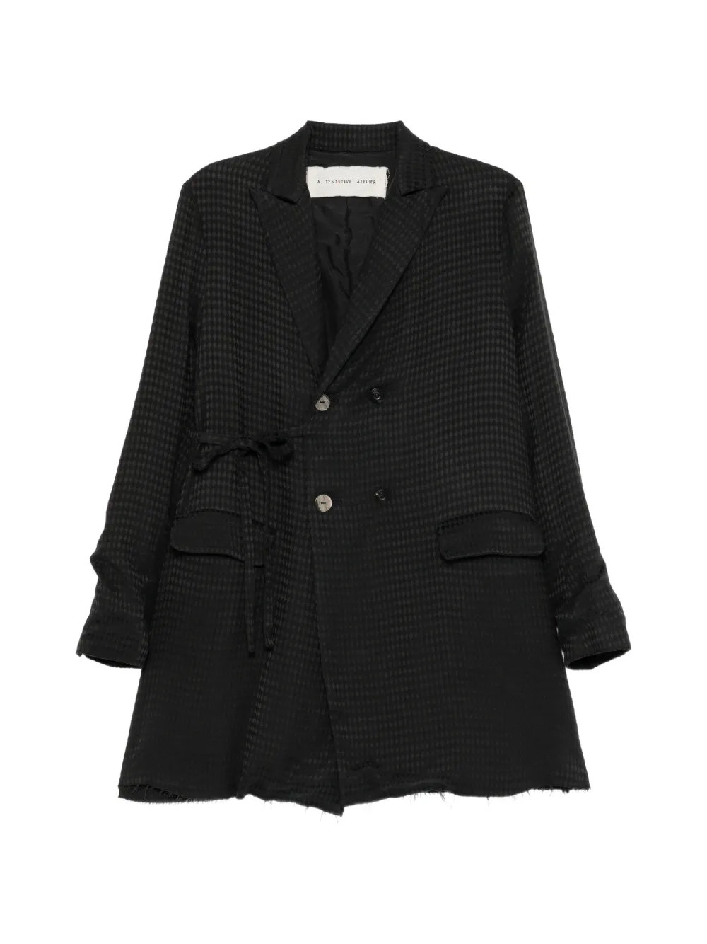 A Tentative Atelier Double-breasted Jacquard Drape Blazer In Gray