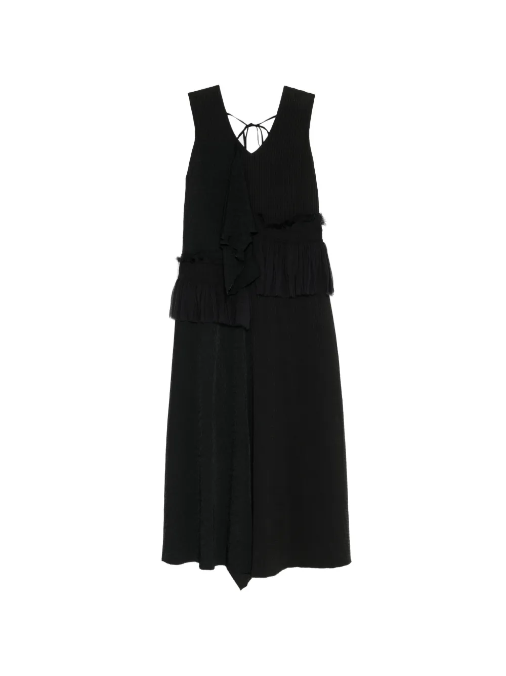 A Tentative Atelier asymmetric hand-smocking drapy dress - Schwarz