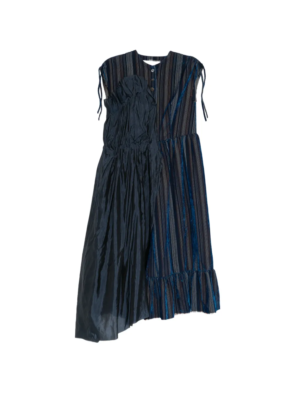 A Tentative Atelier asymmetric pleat drapy gather dress - Blue