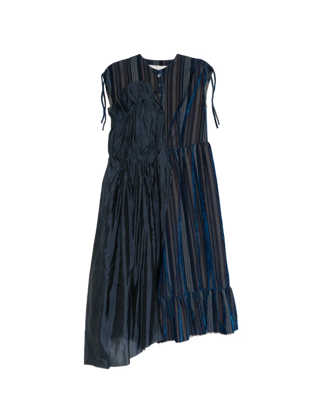 A Tentative Atelier asymmetric pleat drapy gather dress - Blue