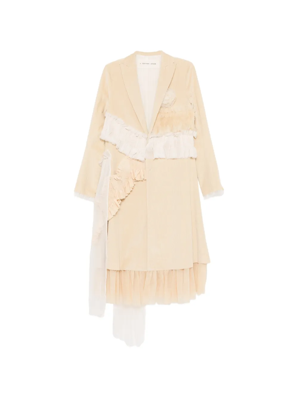 A Tentative Atelier asymmetric hand-stitch smacking drapy coat - Neutrals