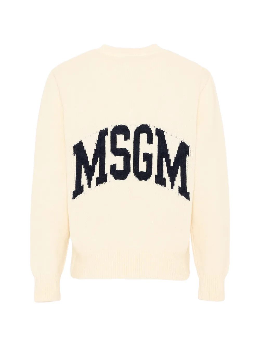 MSGM Kids Gebreide intarsia trui met geborduurd logo Beige