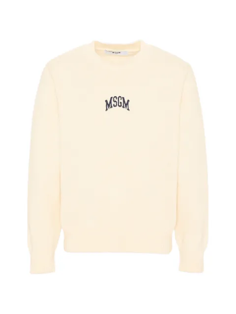 MSGM Kids logo-embroidered intarsia-knit sweater