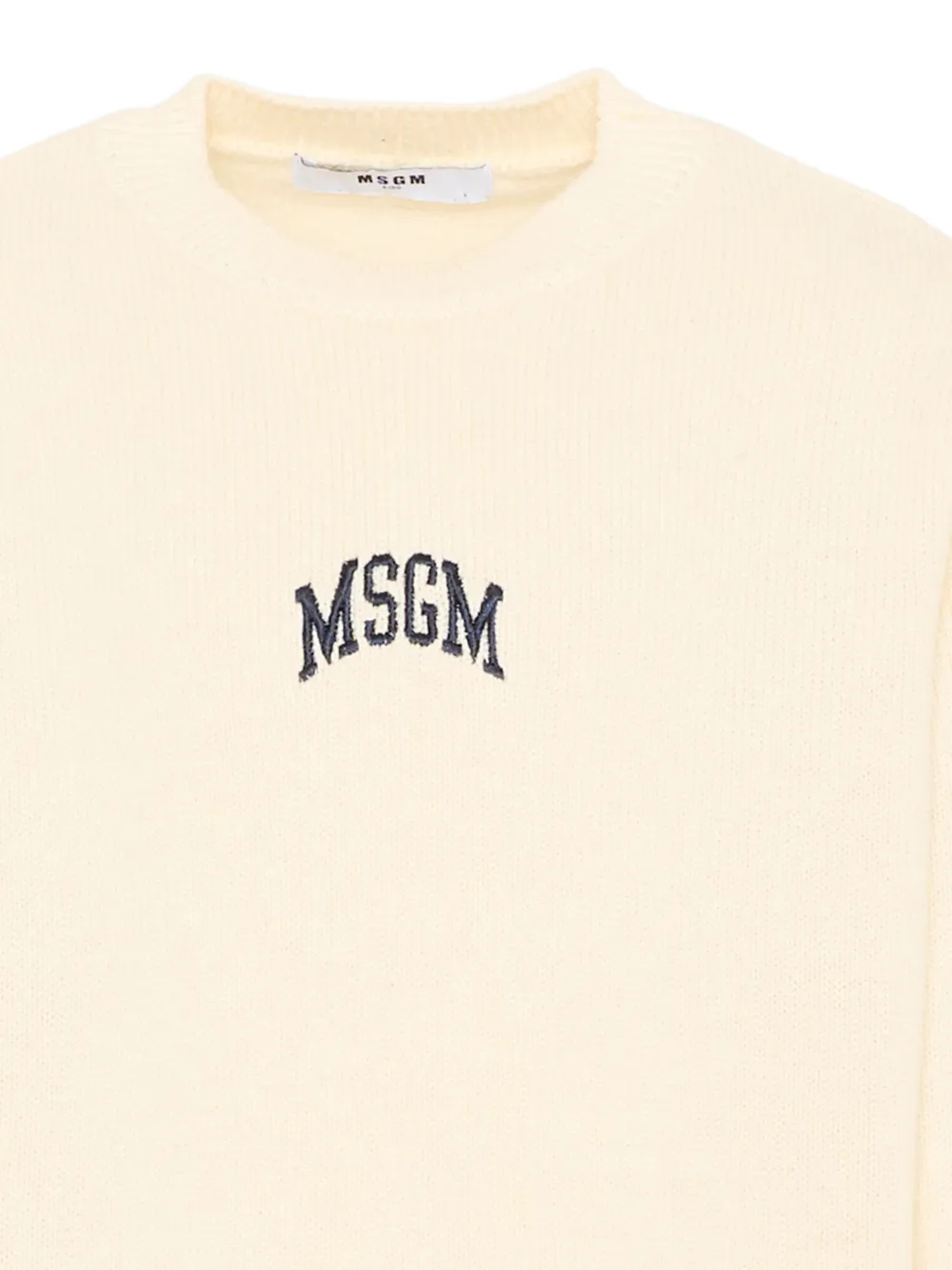 MSGM Kids Gebreide intarsia trui met geborduurd logo Beige
