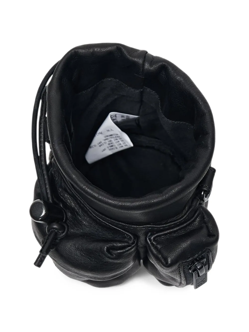 Y's drawstring multi-pocket calf leather cross body bag Zwart
