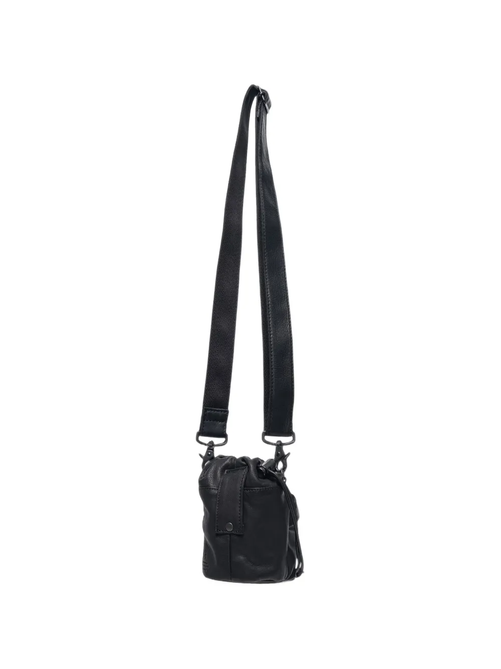 Y's drawstring multi-pocket calf leather cross body bag Zwart